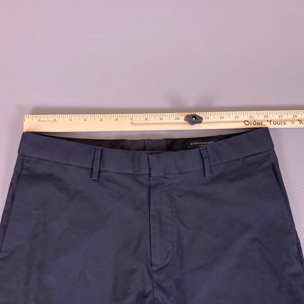 Banana Republic Pants Men's 33x28‎ Slim Fit Navy Blue Chino Stretch Cotton